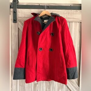 Nautica Red and Black Pea Coat